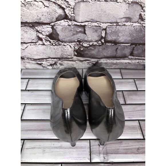 Cole Haan Silver Metallic Leather Peep Toe Pumps Stiletto Heels Women Sz 8.5B US - Picture 6 of 16
